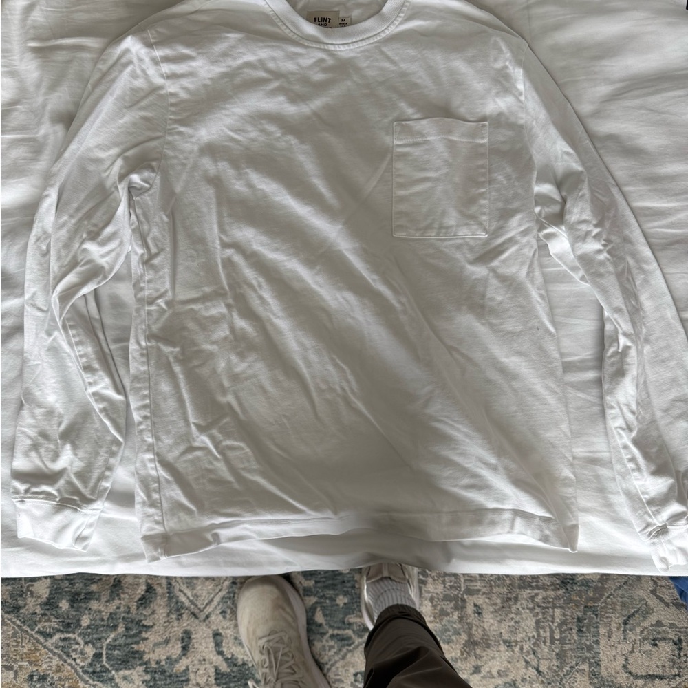 Long Sleeve American Heavyweight Pocket T-Shirt - White